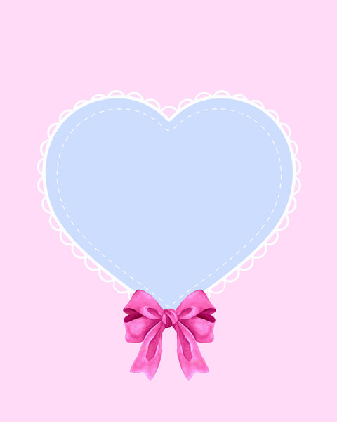 Baby Girl Blue Heart on Pink 8x10 Scrapbook Page, Frame or Background