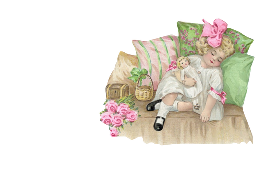 Baby Doll Dreams Adorable little girl sleeping with her doll