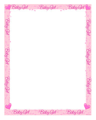 Baby Girl Pink Beautiful Border Letterhead Page 8x10 Printable Print