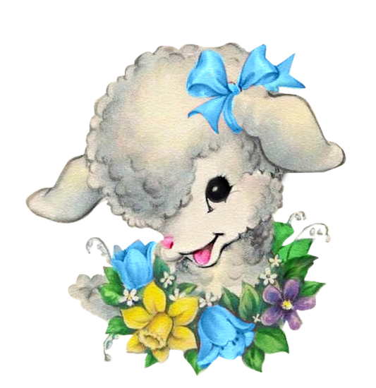 adorable baby lamb blue bow for Baby Boy