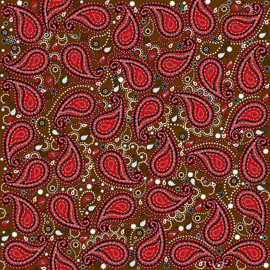 Bandana Paisley Background 12x12 Brown & Red