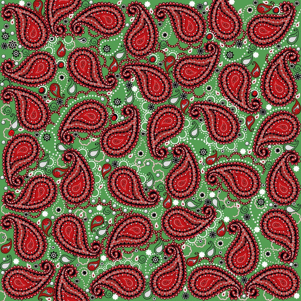 Bandana Paisley Background 12x12 Green & Red