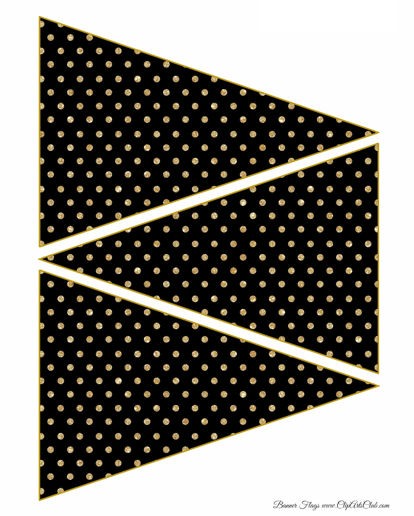 Black & Gold with Gold Glitter Polkadots Bunting Flag Banner Printable