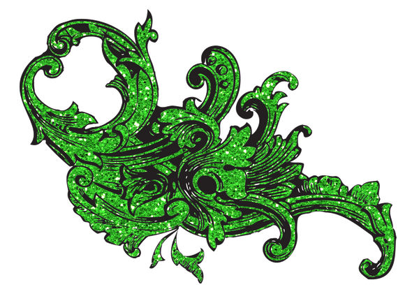 Baroque Rococo era ornate Flourish Design Element - GREEN