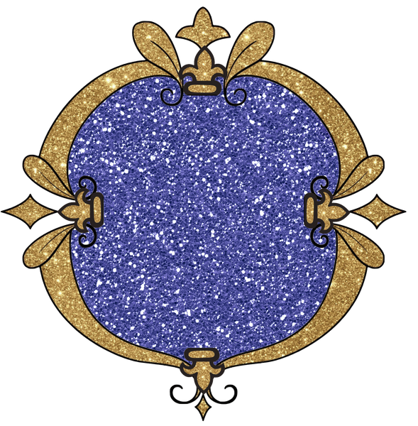 Baroque  Gold & Glitter Frame Element - BLUE