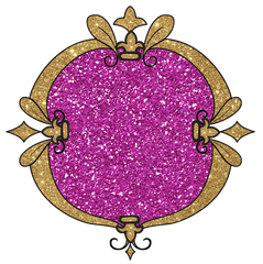 Baroque Gold & Glitter Frame & Ornamental Element - Pink
