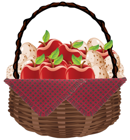Country Basket Eggs & Apples 6 Colors