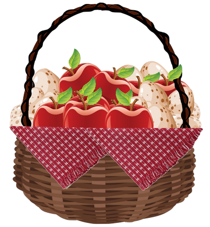 Country Basket Eggs & Apples 6 Colors