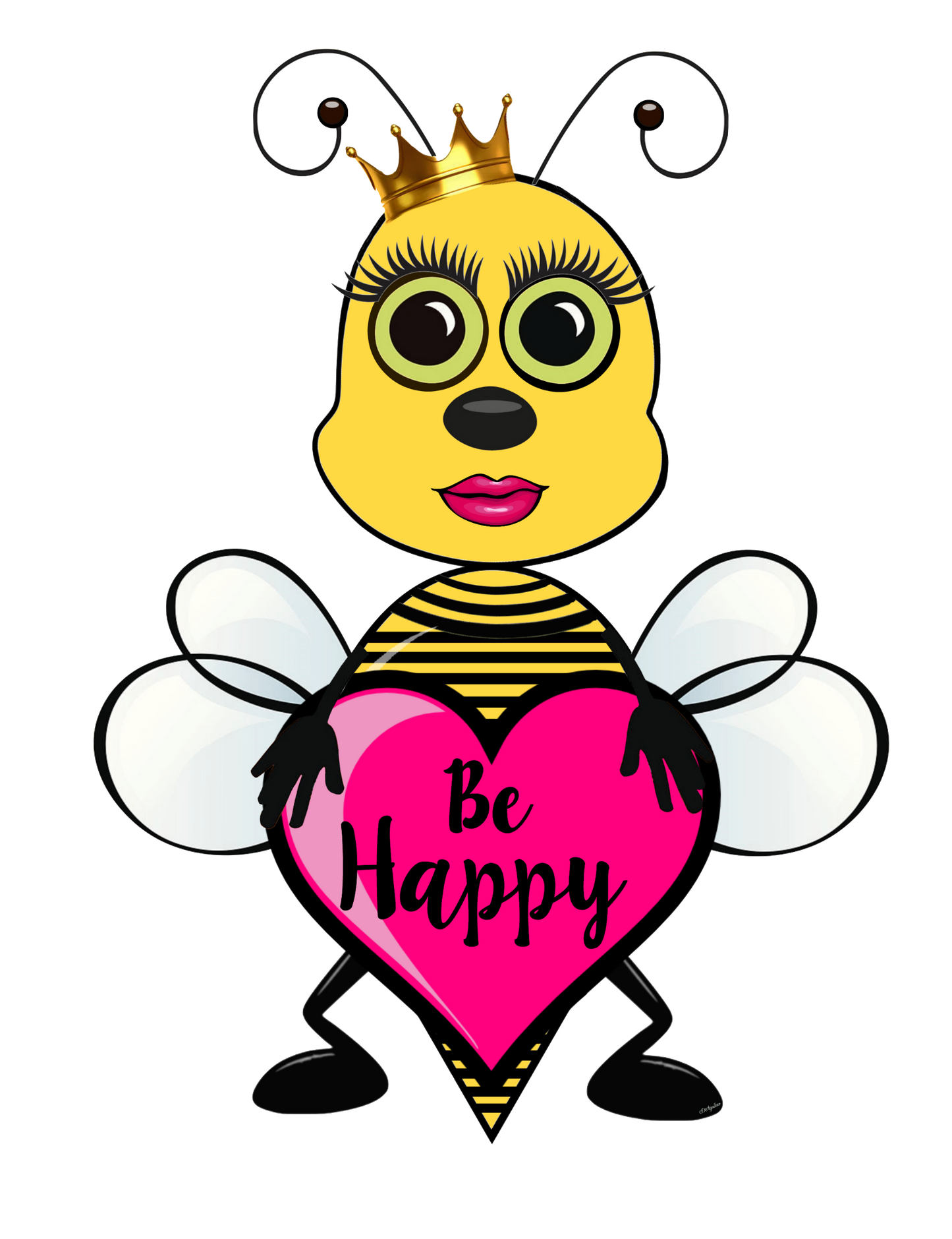 Be Happy - Cute Bee holding heart sign