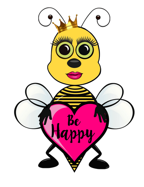 Be Happy - Cute Bee holding heart sign