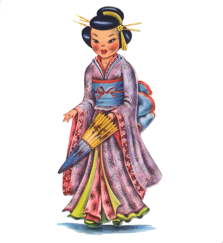 Beautiful Asian Girl - Vintage - Kimono
