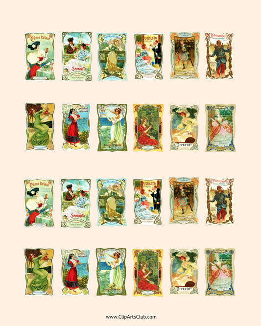 Vintage Beautiful Women - Pernot - Set 2 - Collage Sheet