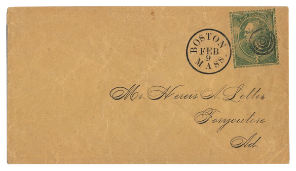 Antique Envelope Beautiful Handwritten with Postage from Boston