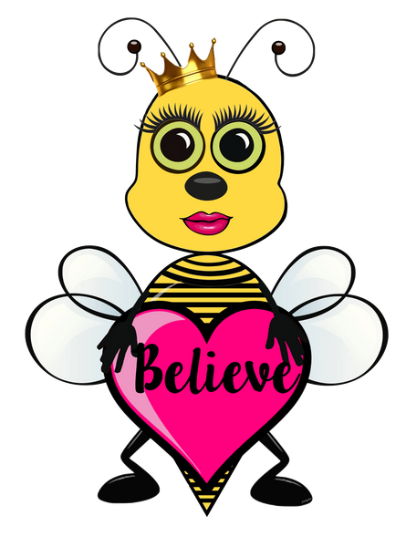 Believe - Cute Bee holding heart sign