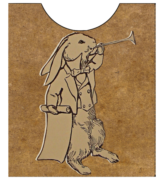 Brown Rabbit Journal Pocket with transparent back to sew on paper or create an illusion