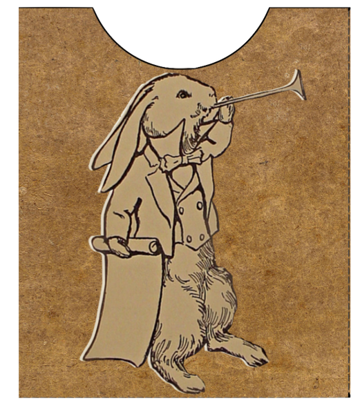 Brown Rabbit Journal Pocket with transparent back to sew on paper or create an illusion
