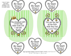Best Dad Greeting Card Pockets & Hearts Printable