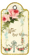 With Best Wishes Large Tag png transparent back clip art for art work, journals Scrapbooks. Roses and Cream