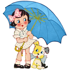Lady Boop Child with dog and umbrella