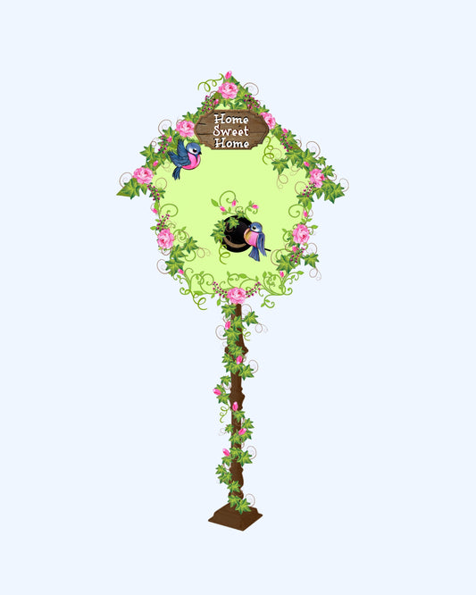 Deb's Beautiful Birdhouse Birds & Roses - Home Sweet Home 8X10 Print - Green