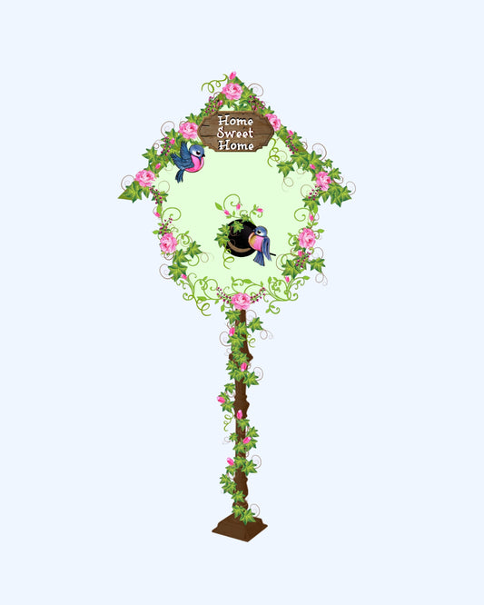 Deb's Beautiful Birdhouse Birds & Roses - Home Sweet Home 8X10 Print - Light Pale Green