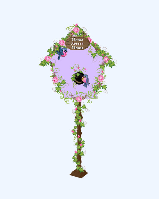 Deb's Beautiful Birdhouse Birds & Roses - Home Sweet Home 8X10 Print - Purple