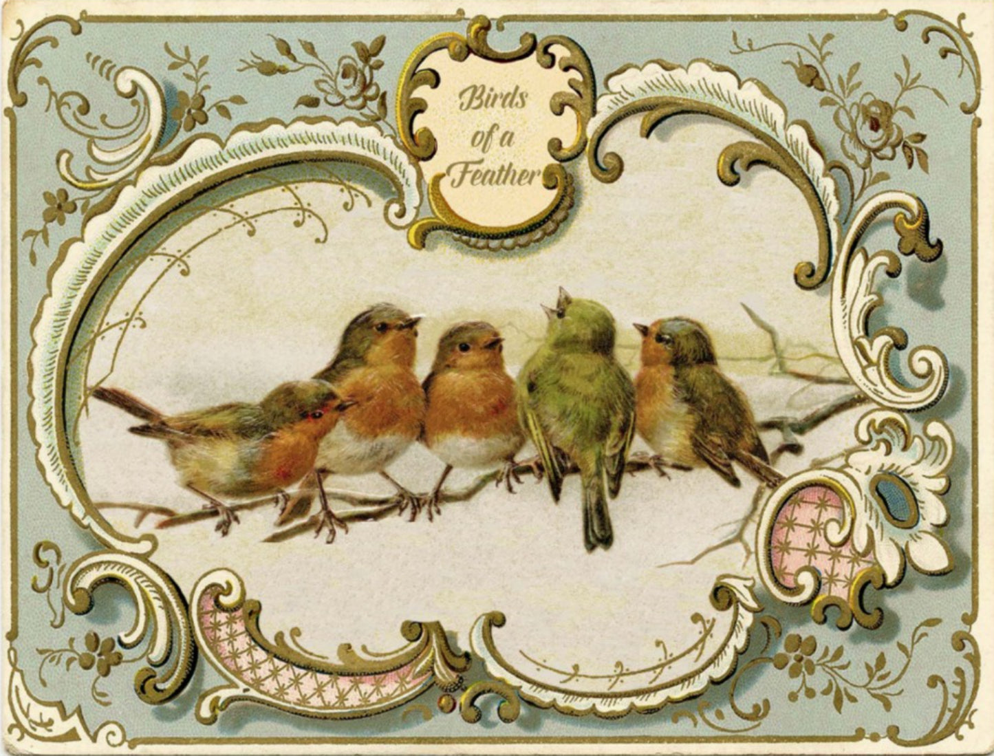 Birds of a Feather - Vintage Birds Singing Postcard