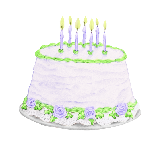 Birthday Cake Purple  Roses & Green Icing