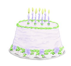 Birthday Cake Purple  Roses & Green Icing