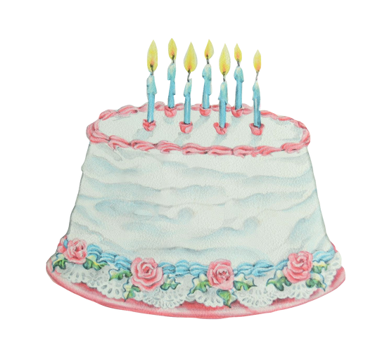 Birthday Cake Vintage Blue &Pink Roses