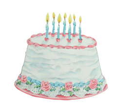 Birthday Cake Vintage Blue &Pink Roses