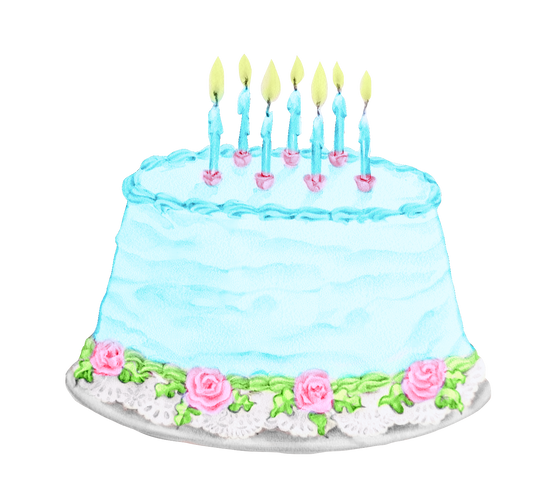 Birthday Cake - Turquoise & Pink Roses