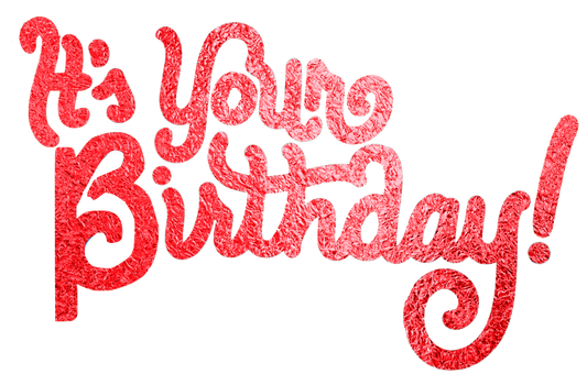 It's Your Birthday words in Shiny Foil Transparent Background - Red