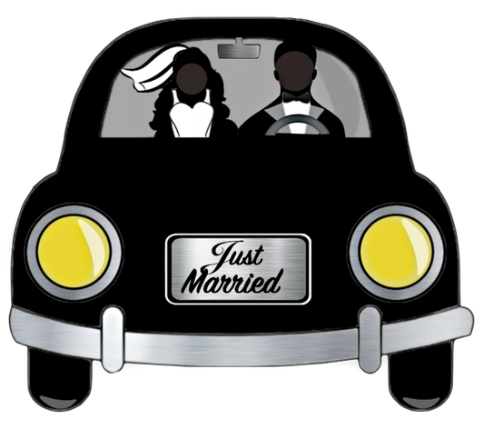 Black or Silhouette "Just Married" Couple in Their Car #2