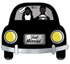 Black or Silhouette "Just Married" Couple in Their Car #2