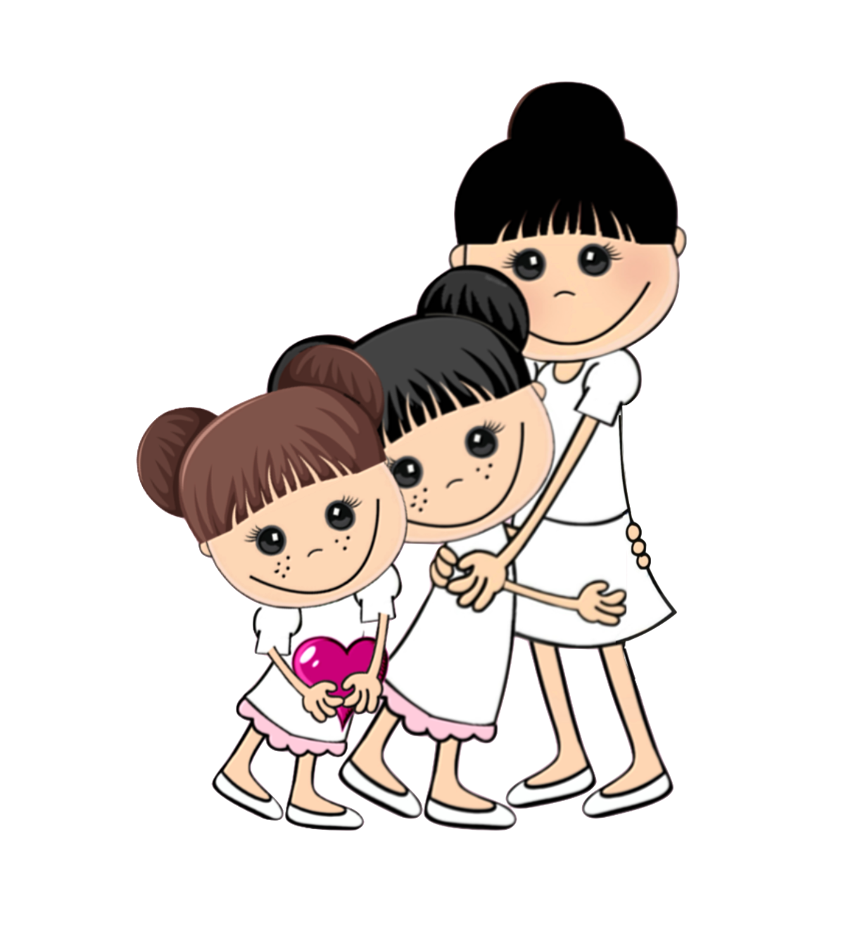 Mommy & Me Series - Black hair Mommy & Daughters black & brown hair. My adorable Mommy & daughters - Transparent back