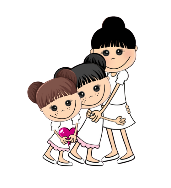 Mommy & Me Series - Black hair Mommy & Daughters black & brown hair. My adorable Mommy & daughters - Transparent back