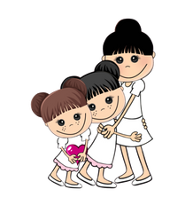 Mommy & Me Series - Black hair Mommy & Daughters black & brown hair. My adorable Mommy & daughters - Transparent back