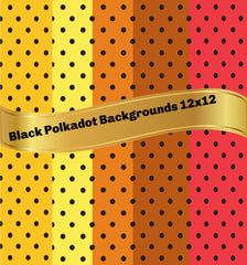 Black Polkadot Background Bundle 12x12 Gold, Yellow, Burnt, Orange, Red