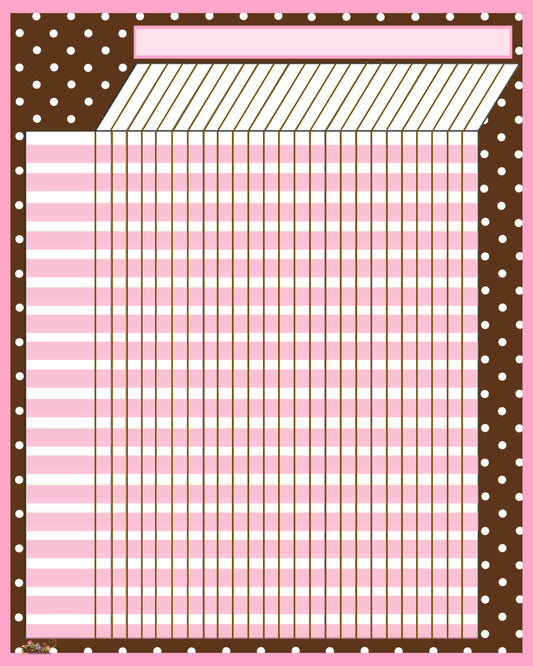 Pink & Brown Polkadot Blank Printable Chart - Office - Home - School