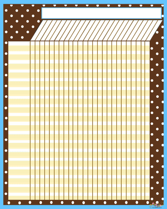 Blue-Brown - Yellow Polkadot Blank Printable Chart - Office - Home - School