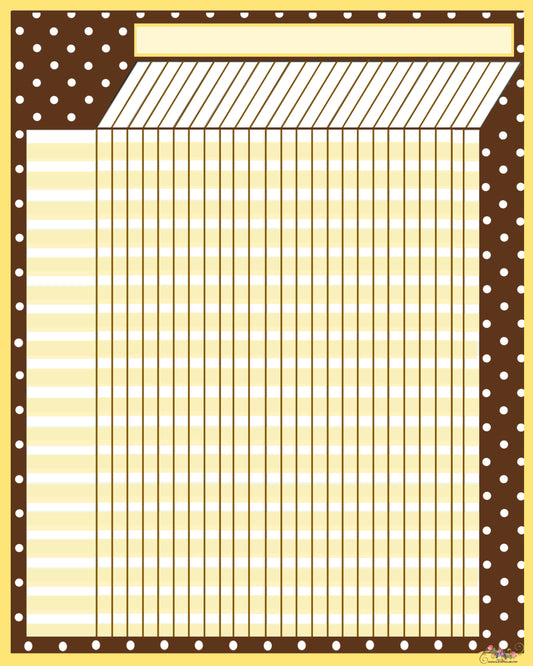 Brown - Yellow Polkadot Blank Printable Chart - Office - Home - School