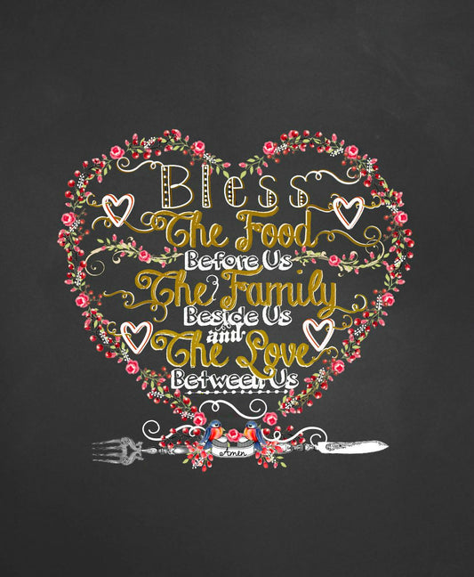 Bless Our Kitchen Blessing 8x 10 Chalk Art Sign Print Ready To Frame -Kitchen, Cafe or Restaurant