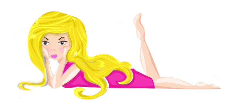 Sexy Blonde Girl in Pink Dress Lying Down