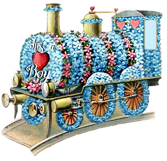 "It's a Boy" Blue Flower Train