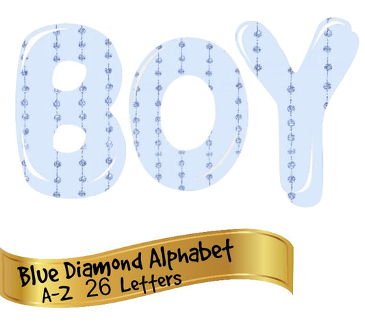 Blue Diamond  Alphabet - 26 Images - Letters - Perfect for Baby Boy Scrapbook