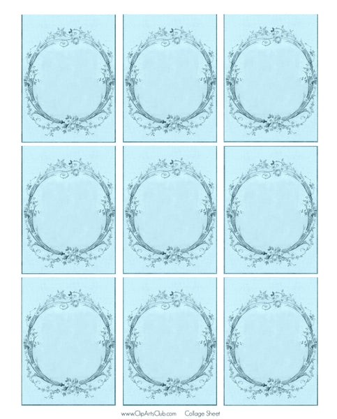 Blue Blank Wreath Collage Sheet Printable - Background