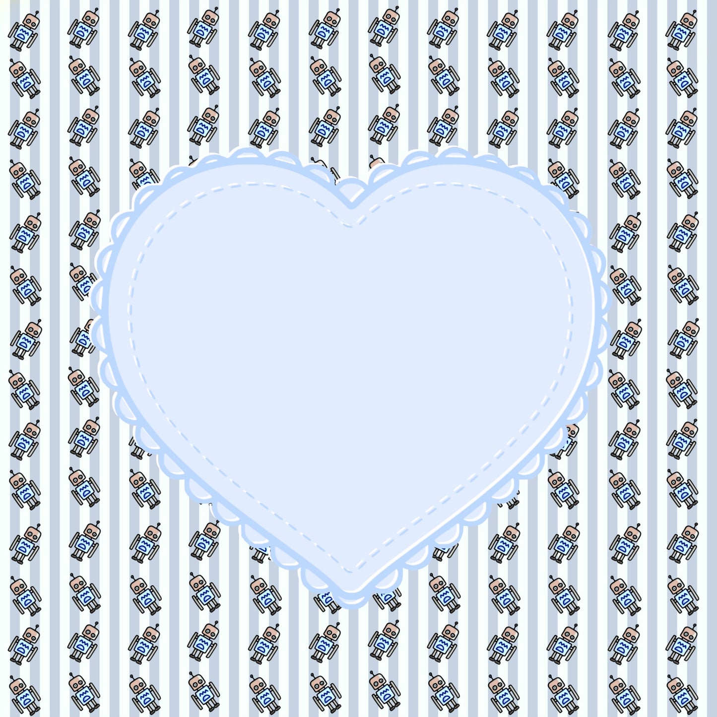 Blue Robot s 12X12 Striped Background Heart Window Cover Page