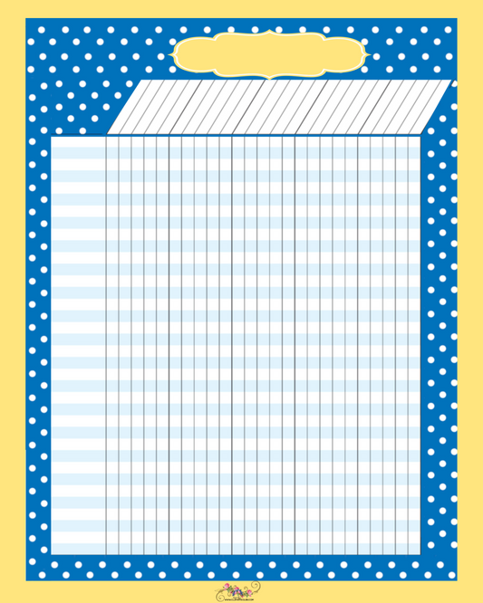 Blue & Yellow Polkadot Blank Printable Chart - Office - Home - School