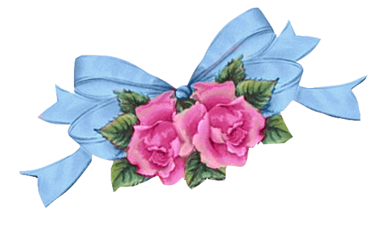 Blue Bow Ribbon with Pink Roses perfect for new baby boy scrapbooking